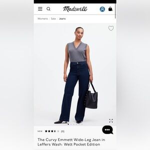 Madewell The Curvy Emmett Wide-Leg Jean Leffers Wash: Welt Pocket Edition